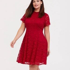 Torrid Red Lace Midi Dress
